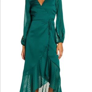 Bardot Long Sleeve Midi Wrap Dress